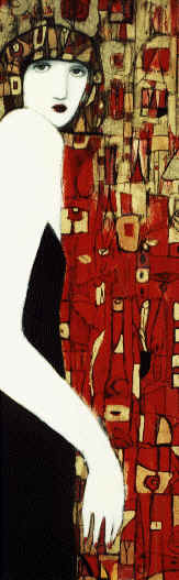 Woman in Crimson Mosaic by artist Cynthia Markert